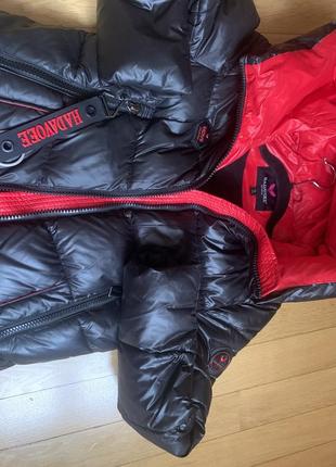 Пуховик, пальто жіноче стильне чорне з червоним оздобленням s, xs, m