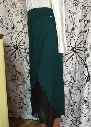 Итальянская юбка миди висоза кашемир,изумруд2 фото