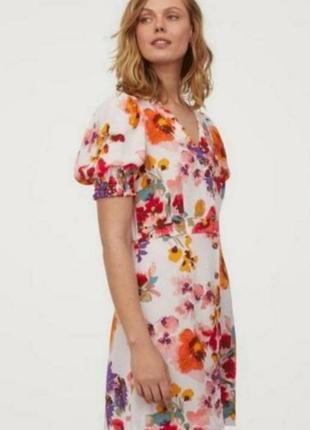 Новое шикарное платье в акварельный цветочный принт на пуговицах h&m2 фото