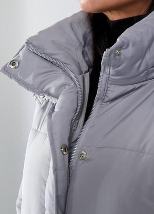 Куртка пальто женская длинная стеганая с капюшоном зимняя весенняя на весну демисезонная базовая черная серая белая батал6 фото