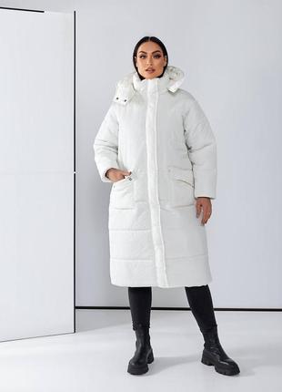 Куртка пальто женская длинная стеганая с капюшоном зимняя весенняя на весну демисезонная базовая черная серая белая батал9 фото