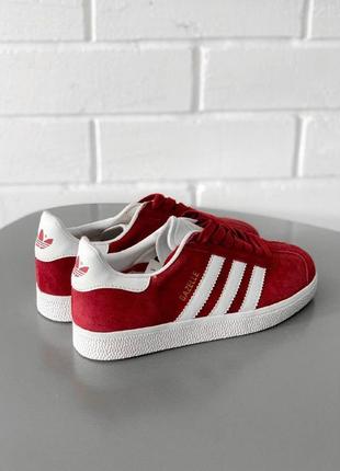 Кроссовки adidas gazelle red ( aдидас газель ) кеды красные с белой подошвой2 фото