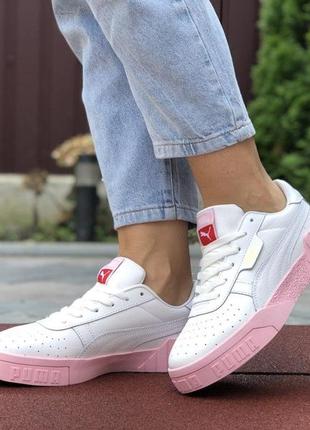 Женские белые с розовым кожаные кроссовки  puma cali bold 🔥 кеды пума