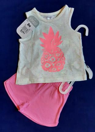 Комплект розовые шорты и майка "kimadi" франция на 3 месяца