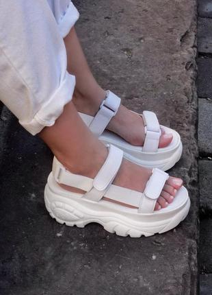 Buffalo london sandals white, женские сандалии белые, сандали7 фото