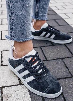 Кроссовки adidas gazelle gray ( aдидас газель ) кеды серые с красным значком1 фото