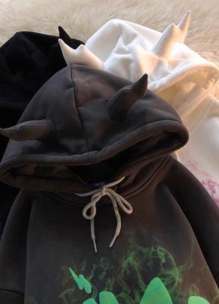 Худи женское на флисе флисовое весеннее зимнее демисезонное на весну белое черное серое графит базовое с капюшоном кофта оверсайз толстовка свитшот5 фото