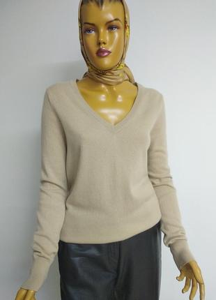 Uniqlo бежевый кашемировый вязаный базовый оверсайз свитер джемпер пуловер кофта s m l 100% кашемир2 фото