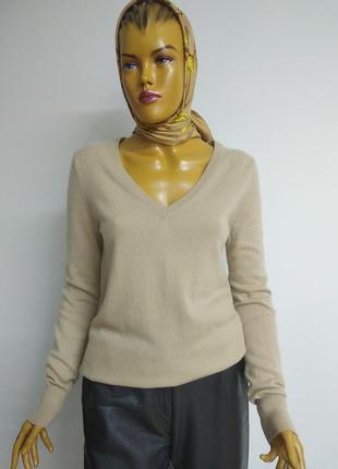 Uniqlo бежевый кашемировый вязаный базовый оверсайз свитер джемпер пуловер кофта s m l 100% кашемир3 фото