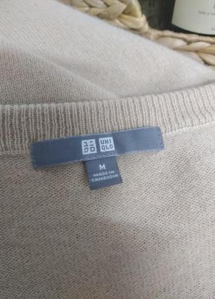 Uniqlo бежевый кашемировый вязаный базовый оверсайз свитер джемпер пуловер кофта s m l 100% кашемир9 фото