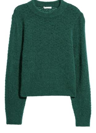 Теплий смарагдовий светр з додаванням вовни та мохеру від hm1 фото