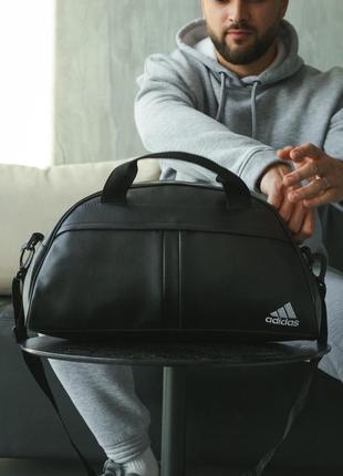 Сумка груша кожзам adidas черная, белое лого,сумка дорожная,спортивная сумка,сумка для поездок5 фото