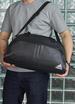 Сумка груша кожзам adidas черная, белое лого,сумка дорожная,спортивная сумка,сумка для поездок7 фото