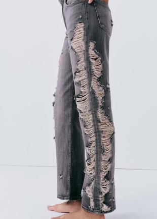 Вареные джинсы женские серые подерти zara new3 фото
