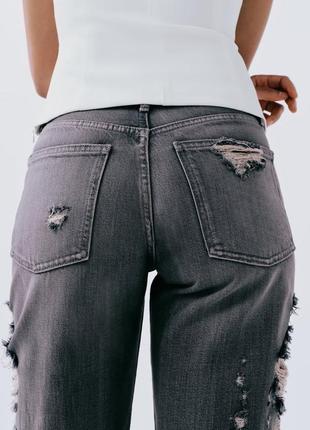 Вареные джинсы женские серые подерти zara new5 фото