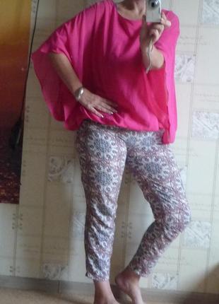 Capsule шифоновая коралловая малиновая розовая блуза, блузка блузон реглан винтаж бохо2 фото