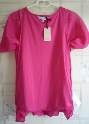 Capsule шифоновая коралловая малиновая розовая блуза, блузка блузон реглан винтаж бохо6 фото