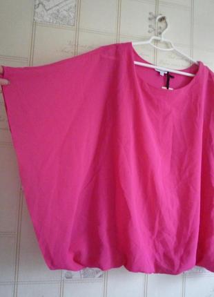 Capsule шифоновая коралловая малиновая розовая блуза, блузка блузон реглан винтаж бохо4 фото