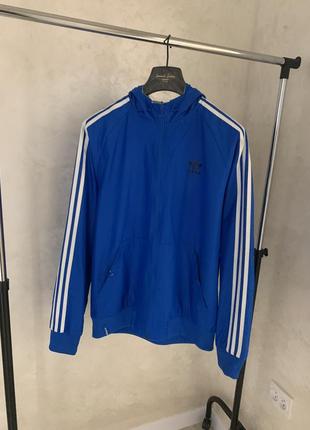 Ветровка adidas синяя спортивная куртка