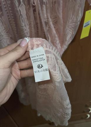 Нежно розовый ажурный кружный халат7 фото