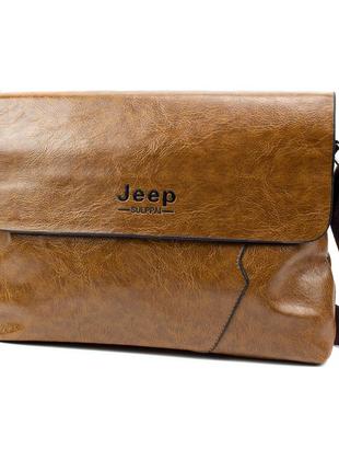 Мужская сумка мессенджер jeep jp2002, коричневая