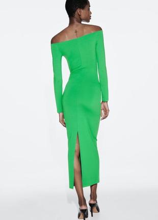 Сукня жіноча відкриті плечі зелена zara new5 фото