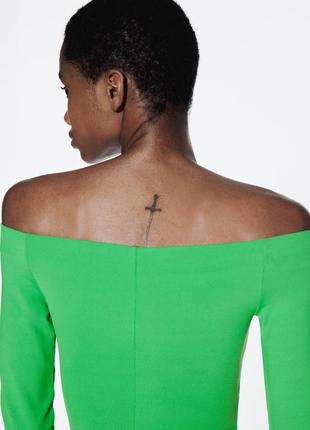 Сукня жіноча відкриті плечі зелена zara new3 фото