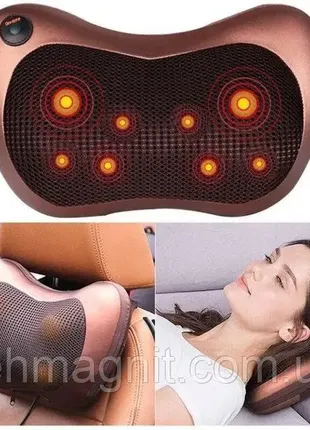 Массажная подушка massage pillow 8 массажных ролика инфракрасный роликовий массажер для шеи и спины1 фото