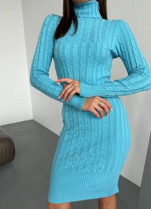 Стильное платье, р.уни 42-44, трикотаж, голубой7 фото