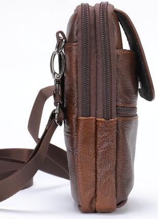 Кожаная сумка-барсетка на ремень брюк7 фото