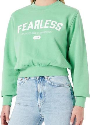 Свитшот оверсайз укороченный утепленный нежного светлого цвета fearless от jjxx