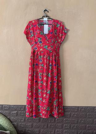 Платье яркое платье макси в цветы вискоза размер 48 50 новое zapara качественная эффектная вещь
