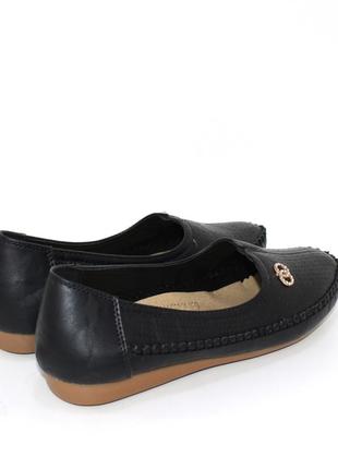 Женские черные комфортные летние мокасины кожаные (эко кожа) женская обувь на лето2 фото