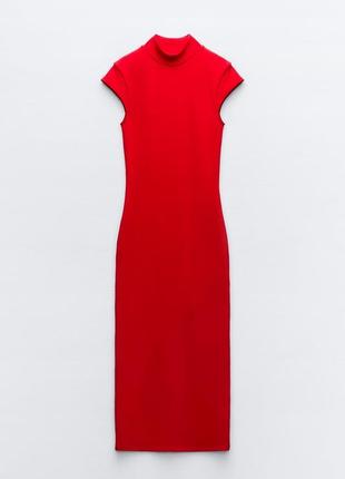 Червона сукня в рубчик zara new5 фото