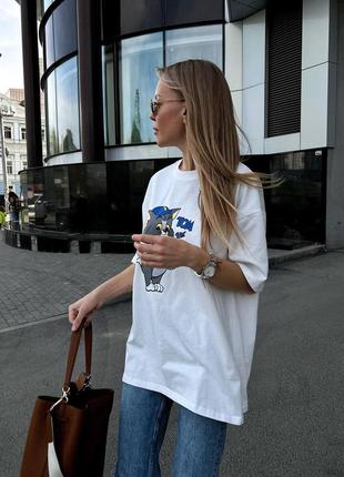 Крута стильна трендова жіноча футболка оверсайз з принтом 🔥       2034 фото