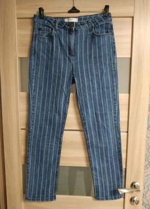 Стильные прямые высокие джинсы в полоску9 фото