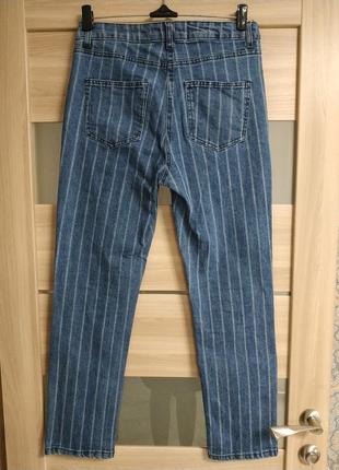 Стильные прямые высокие джинсы в полоску10 фото