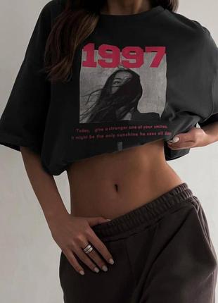 Крута стильна трендова жіноча футболка оверсайз з принтом 🍭       2047 фото