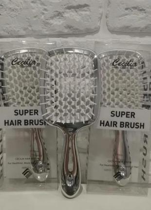 Расческа для волос серебро superbrush cecilia