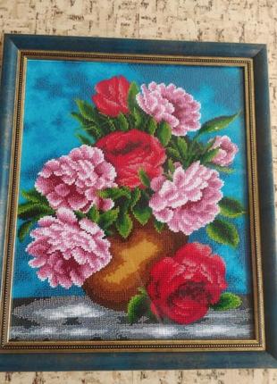 Схема из бисера вышитая "букет цветов"💐