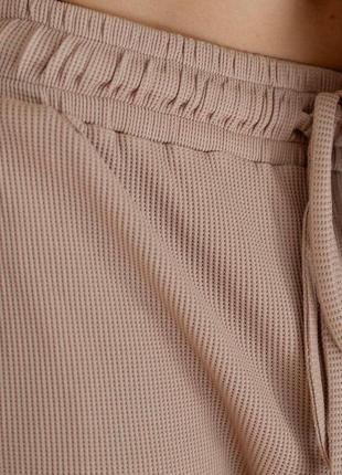 20745 піжамний костюм для чоловіків вафельний трикотаж бежева сорочка і шорти3 фото