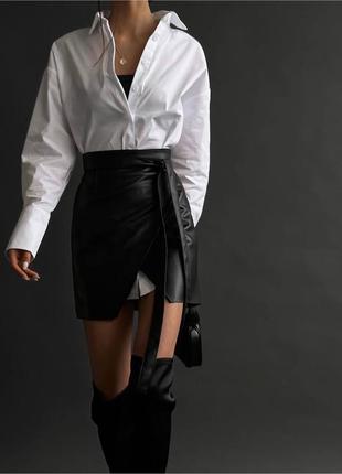 Рубашка+юбка с эко-кожи2 фото