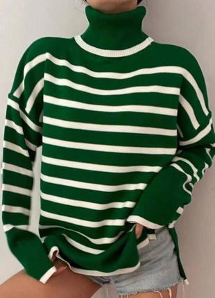 Женский свитер в полоску овесайз светр у смужку полоску
