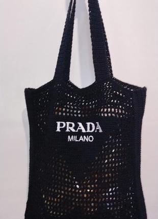 Сумка шоппер в стиле prada hand made ручная работа5 фото