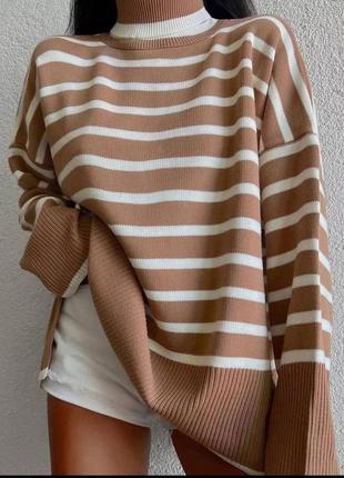 Женский свитер в полоску овесайз светр у смужку полоску2 фото