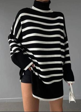 Женский свитер в полоску овесайз светр у смужку полоску3 фото