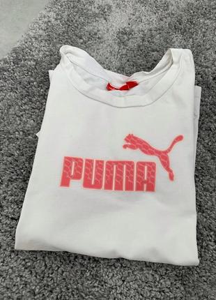 Футболка puma, біла з надписом, розмір xs-s