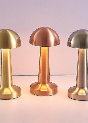 Настольная лампа металлическая с акамулятором el-sd-019 золото2 фото