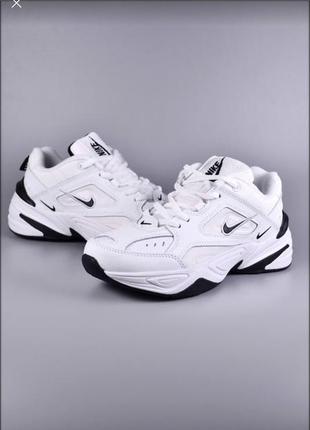 Кросівки білі шкіряні nike m2k tekno white black 👟белые кожаные демисезонные кроссовки найк текно10 фото