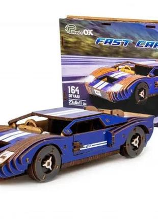 Деревянный 3d конструктор fast car gt спортивная машина ford gt40 164 дет синий цвет 26915
